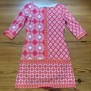 Just... Taylor pink floral geometric quarter sleeve a line mini dress SIZE 8